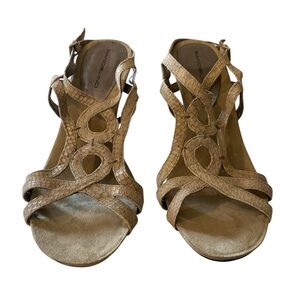 Bandolino Beige Leather Open Toe Slingback Sandals Size 9